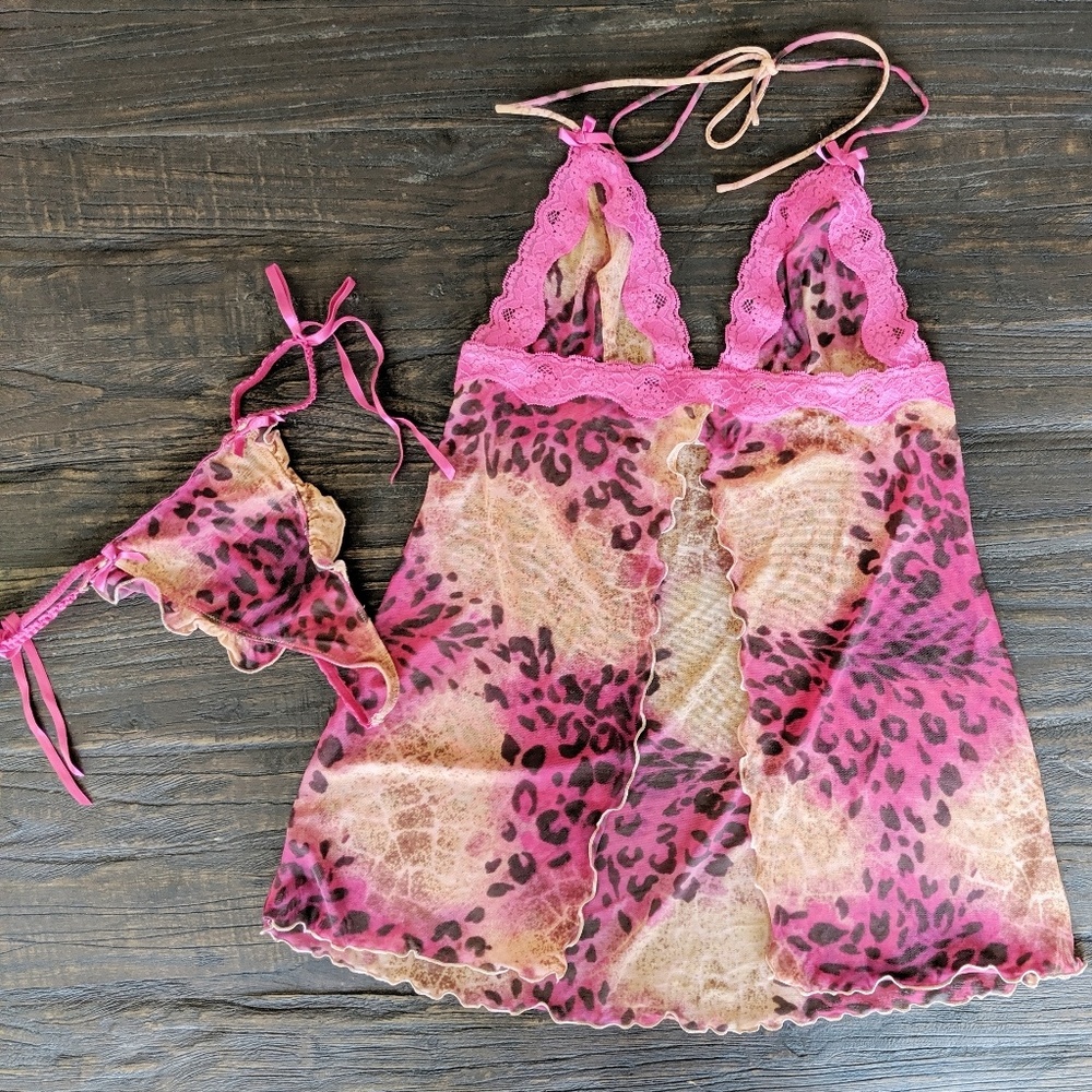 Victoria's Secret Nighty pink print Mesh, X Small